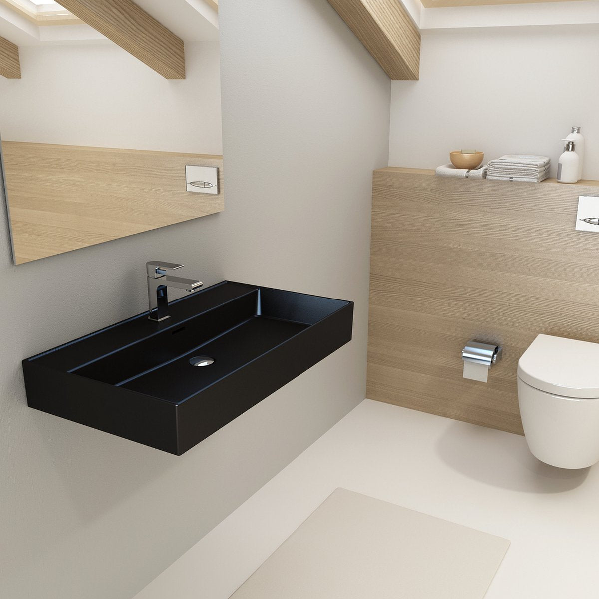 Lavabo Plieger Kansas - con foro per rubinetto - 80 cm x 46,6 cm - nero opaco