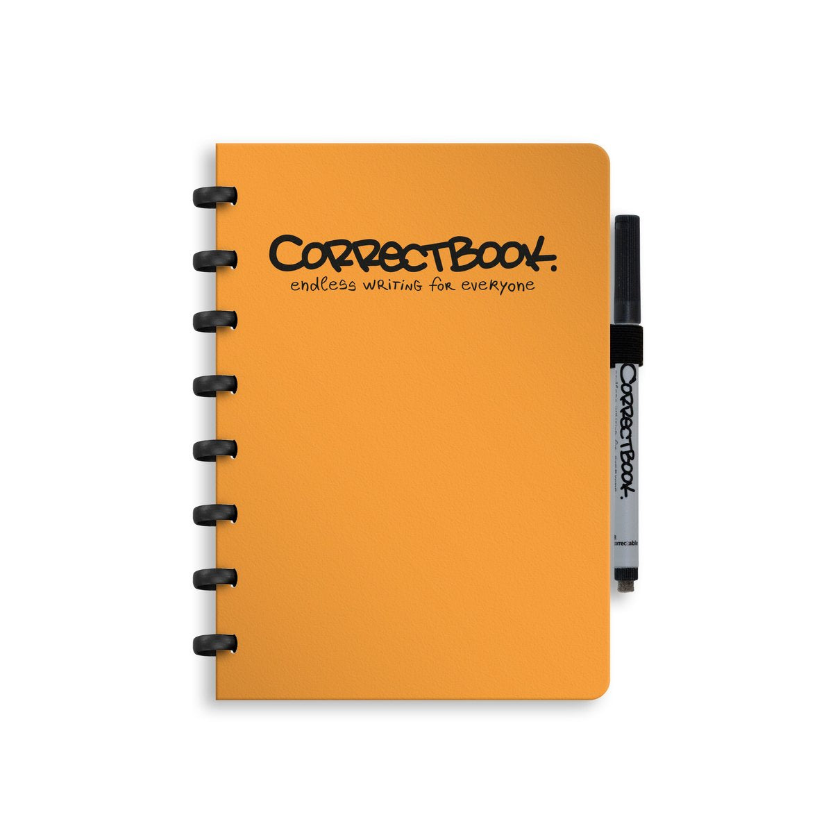 Cuaderno borrable Correctbook a5 – cuaderno reutilizable – naranja melocotón – con rayas – incluye toallita para bolígrafo – se puede complementar con páginas adicionales