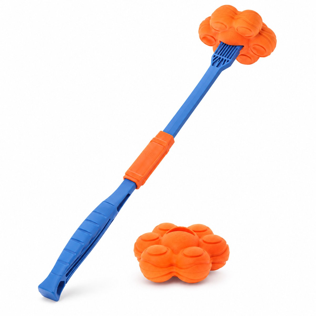 Palo de lanzamiento para perros de palisandro con bola molecular, juguete flotante que rebota, plástico resistente, para perros de tamaño mediano