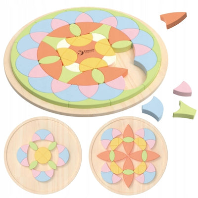 Flor de rompecabezas de mandala de madera del mundo clásico