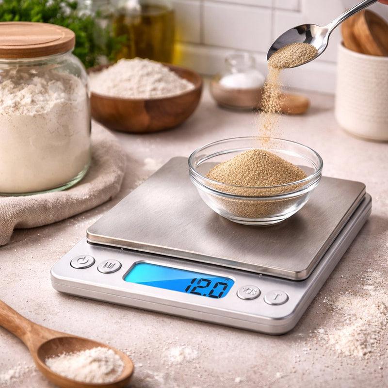 Báscula de cocina digital Alpina - báscula de cocina de precisión con 2 recipientes - báscula de cocina digital con función de tara y bol - pantalla LCD