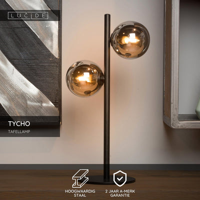Lucide tycho - lampada da tavolo - 2xg9 - nera