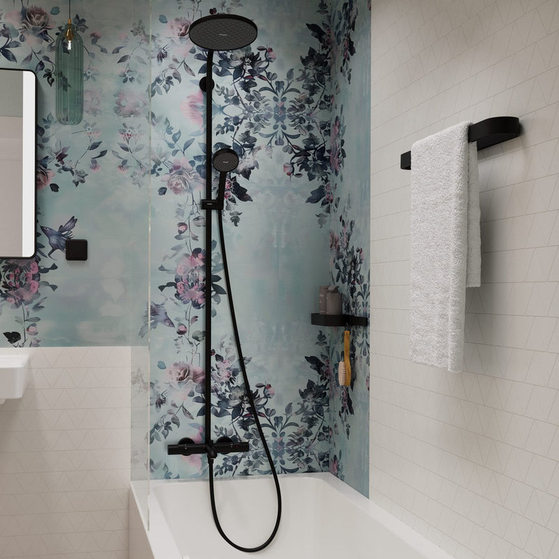 Hansgrohe activatera s - showerpipe - ecosmart water saving - termostato ecostat - dimensione 240mm - funzione 1 getto - nero opaco