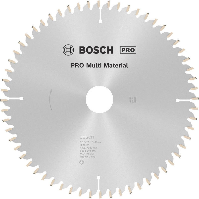Accesorios bosch hoja de sierra circular multimaterial 216 x 30 x 2,5 mm, 60 1 ud - 2608640446