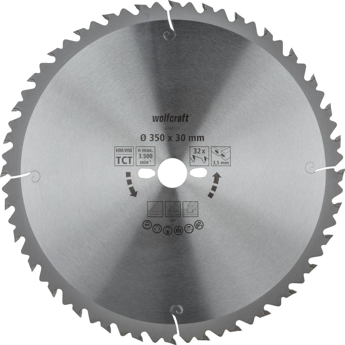 Wolfcraft - hoja de sierra circular de mesa 350x30mm - 32 dientes - hoja de sierra para sierra de mesa - serie verde - 6666000
