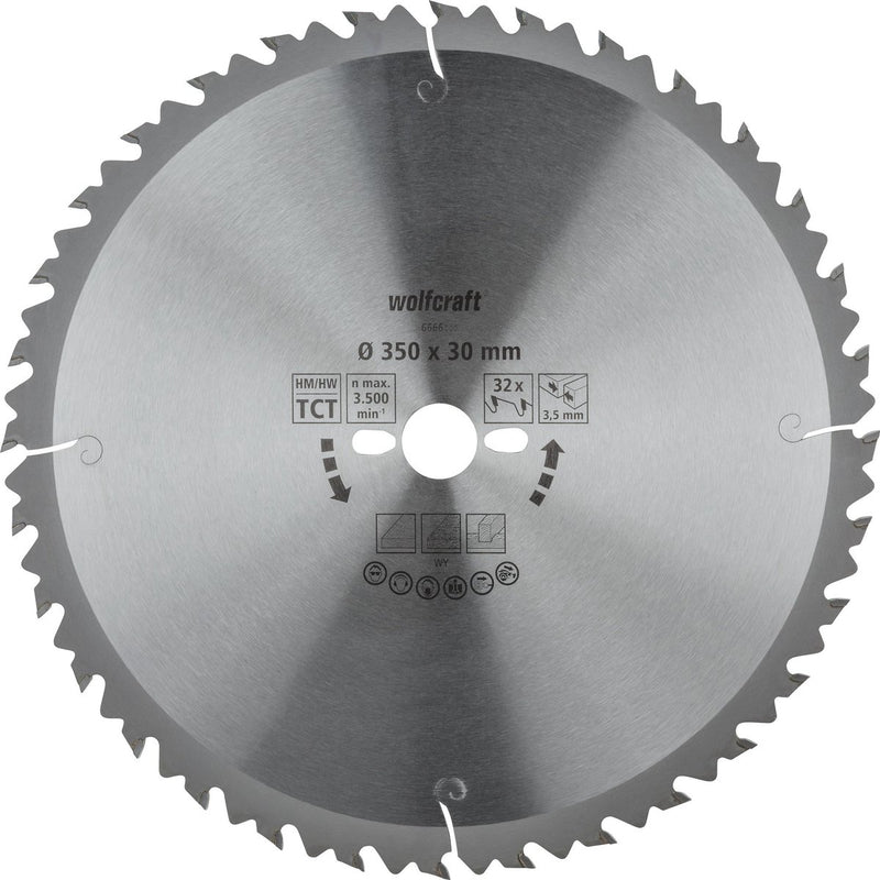 Wolfcraft - lama per sega circolare da tavolo 350x30mm - 32 denti - lama per sega da tavolo - serie verde - 6666000