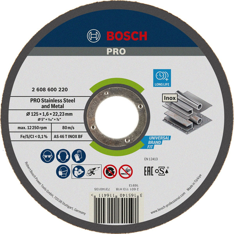 Bosch - Disco da taglio esperto dritto per acciaio inossidabile come 46 t acciaio inossidabile bf, 125 mm, 22,23 mm, 1,6 mm