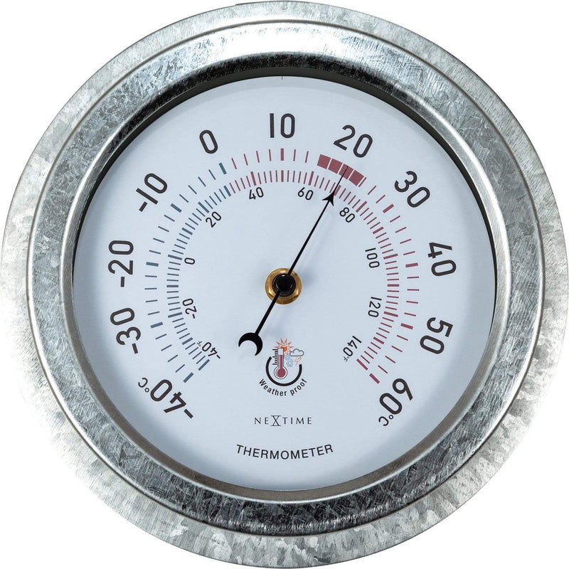 Nexttime Lily – Termómetro – 22 cm – Metal – Plata galvanizada – Resistente a la intemperie