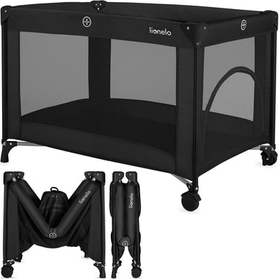 Lionelo amelie campingbedje 3in1: baby bed + reisbedje + box – met comfortabele matras – compact en licht – zij-ingang – reistas – 70x100 cm