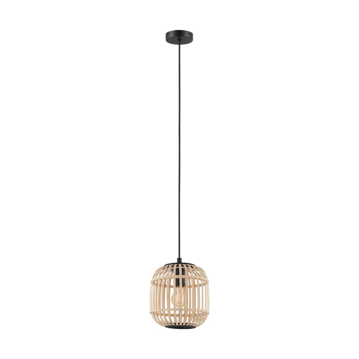 Eglo bordesley hanglamp - 1 lichts - ø21cm. - e27 - bamboe, rotan - zwart, bruin