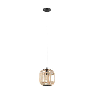 Lampada a sospensione Eglo bordesley - 1 luce - ø21cm. - e27 - bambù, rattan - nero, marrone