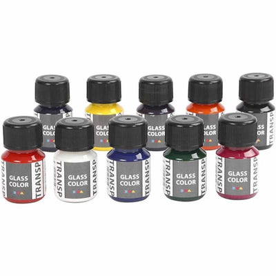 Creative Company Glass Color Colore di vernice in vetro trasparente, 10x30ml