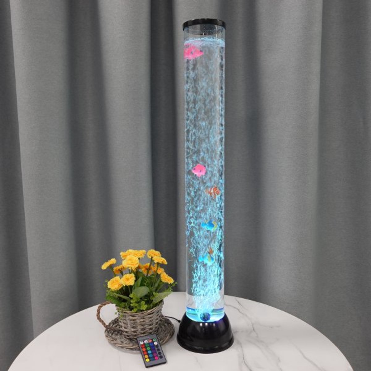 I-total bubbel lamp - vis lamp - grote led lamp - afstelbaar in meerdere kleuren - incl. 6 visjes en afstandsbediening - 80cm