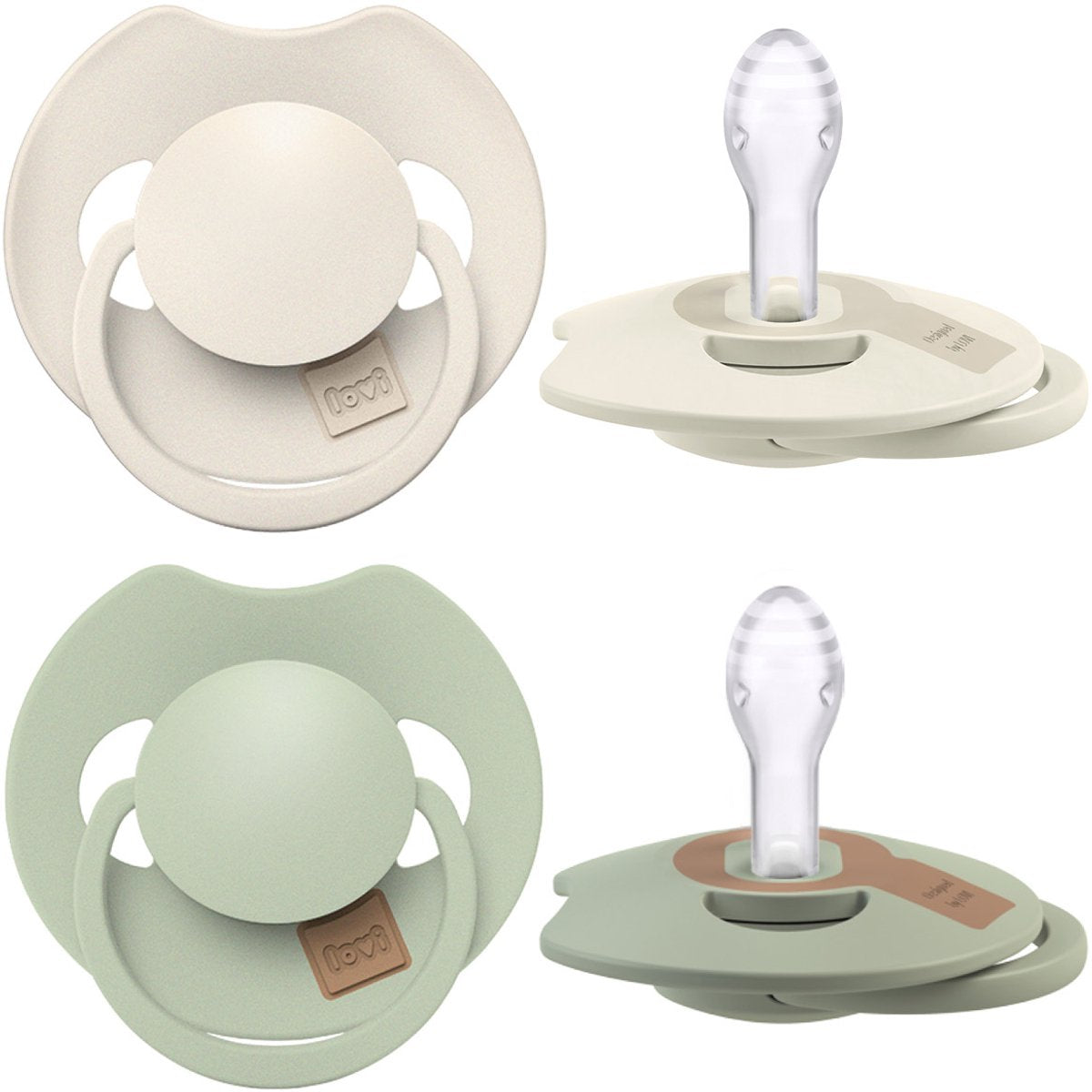 Ciuccio Difrax lovi Dynamic Prime - da 0 a 6 mesi - beige verde chiaro - 2 pezzi