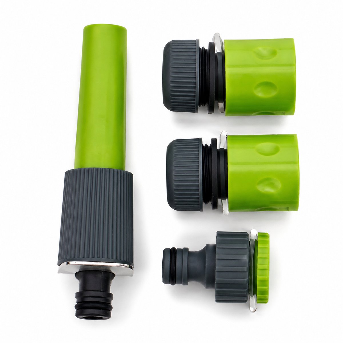 Kinzo waterkoppelset - inclusief koppelingen en spuitpistool - 4-delig - groen grijs