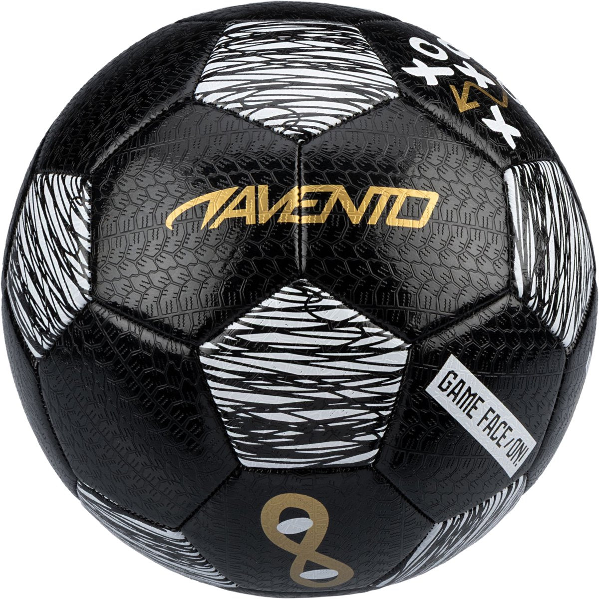 Avento voetbal - tic tactic - zwart - maat 5 - ø ca. 22 cm - extra sterk