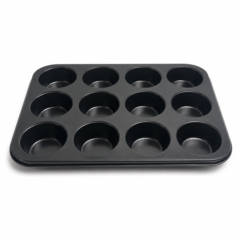 Molde para muffins sans marque kozie sin marca para 12 muffins – sin pfas – molde para hornear antiadherente – molde para magdalenas – metal – antracita