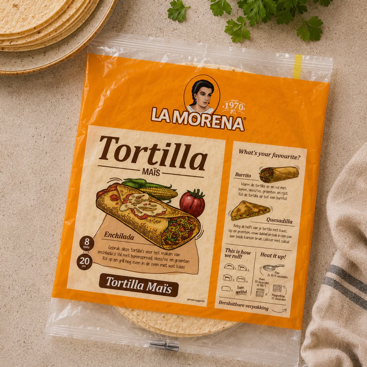 Tortillas La Morena al 15% di mais - 14 x 320 grammi
