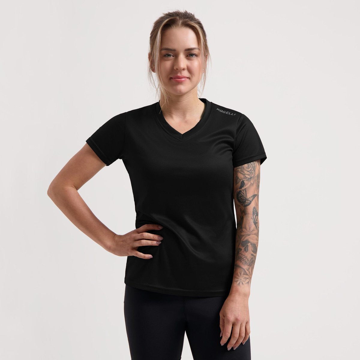 Rogelli promo hardloopshirt dames - korte mouwen - zwart - xs