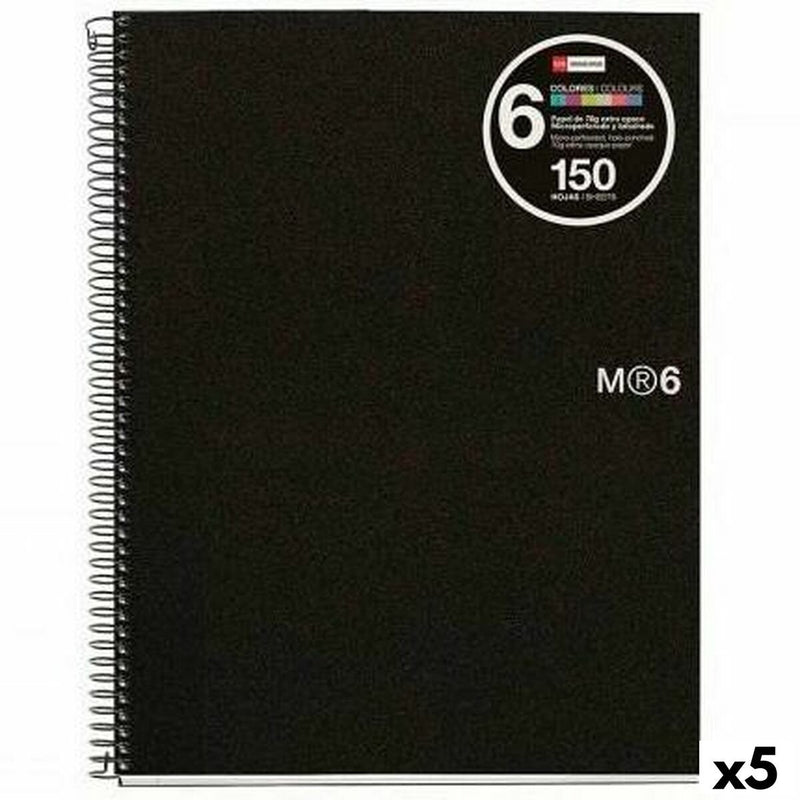 Miquelrius libro sobre anillos negro a5 150 hojas (5 piezas)
