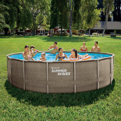 Summer Waves Swimming pool Elite Frame 488 x 122 cm Dark Triple Basketweave + Filter Pomp