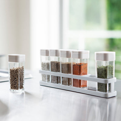 Yamazaki 6 spice jars with stand - tower - white