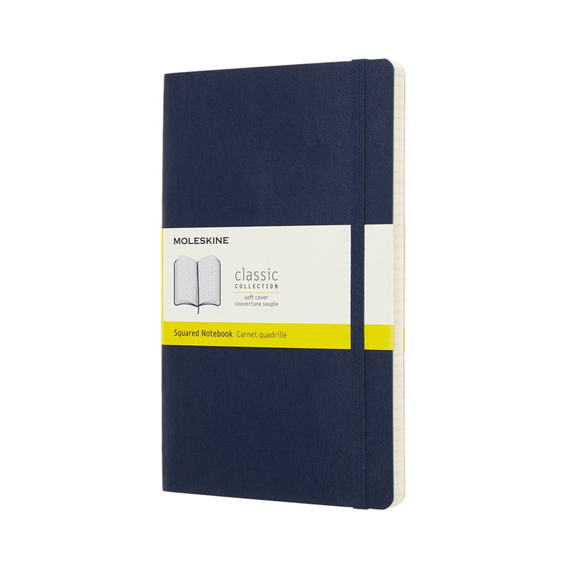 Taccuino classico Moleskine - grande - copertina morbida - a quadri - blu zaffiro