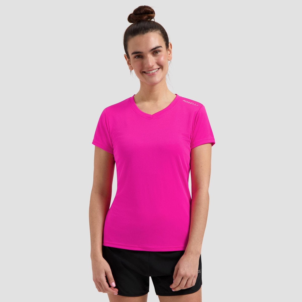 Maglia da corsa promozionale Rogelli donna - maniche corte - rosa - xs