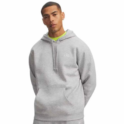 Felpa con cappuccio Under Armour UA Rival FLC - Felpa sportiva grigia da uomo - Mod Grey Light Heather - Bianco