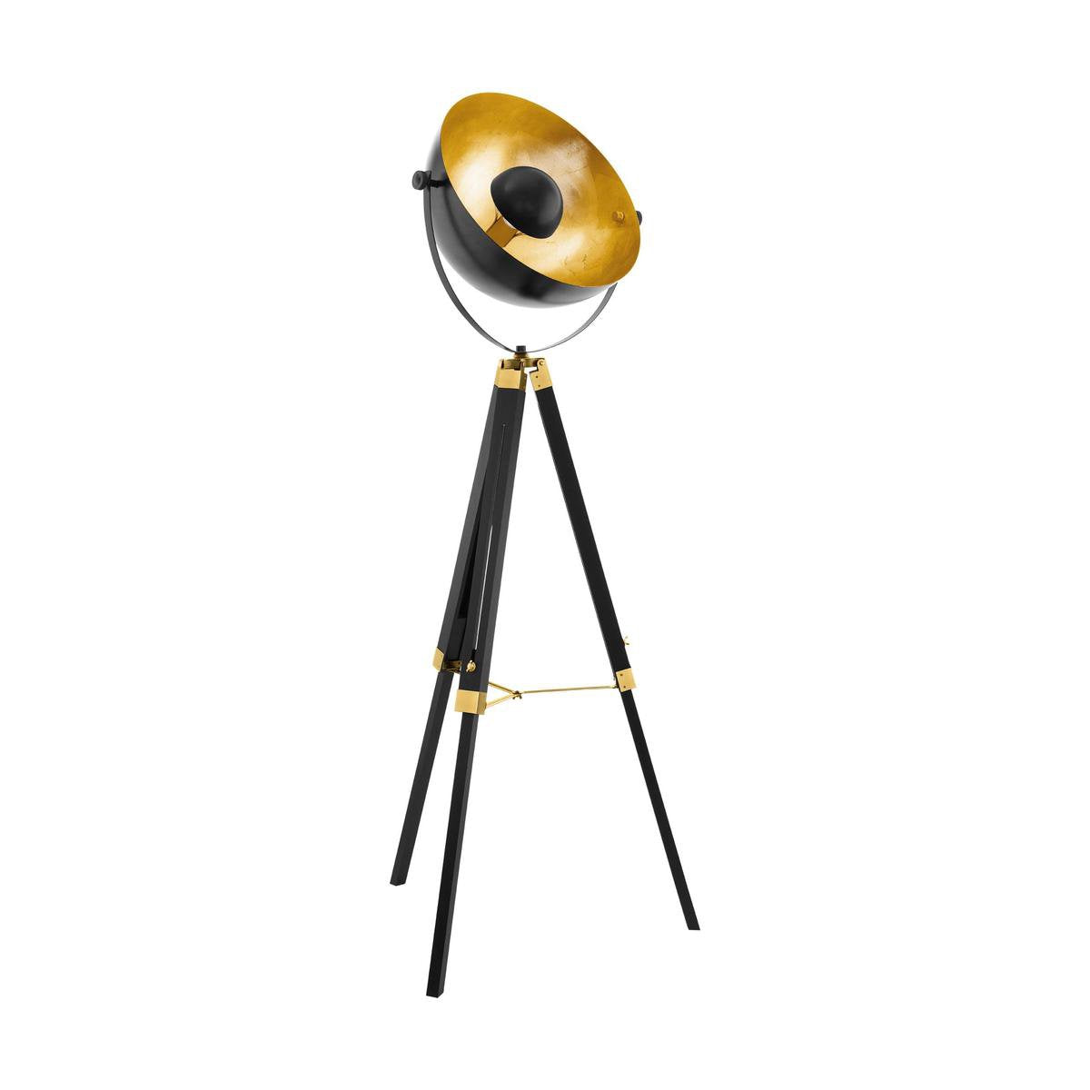 Lampada da terra Eglo covaleda - lampada da terra - e27 - 1 luce - 164 cm - treppiede - oro nero