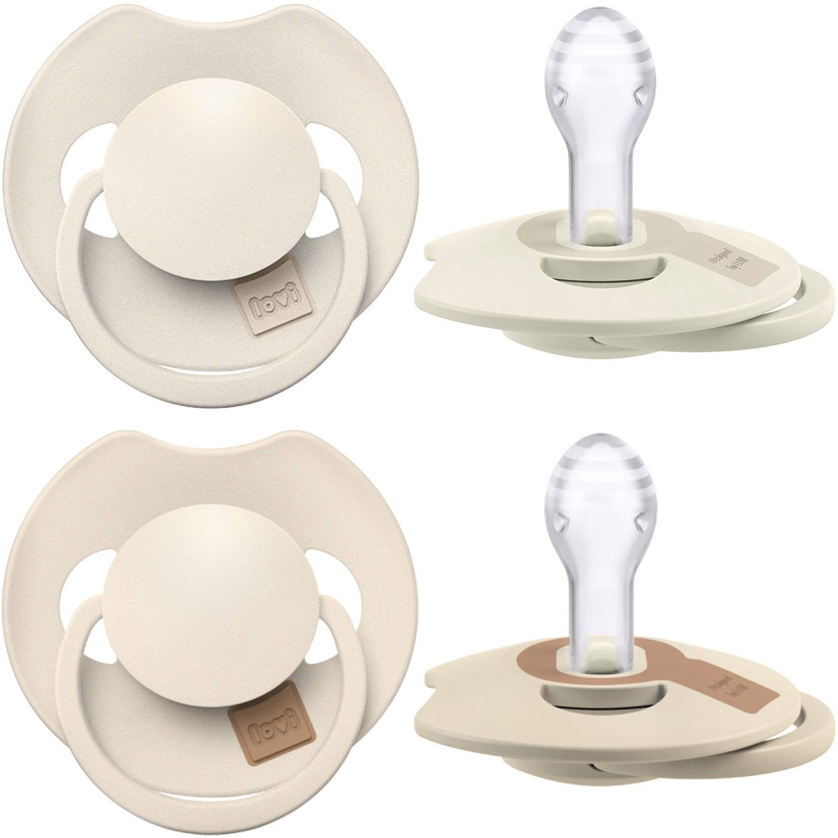 Difrax lovi fopspeen dynamisch - prime - 6 tot 18 maanden - lichtbeige creme - 2 stuks