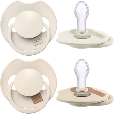 Difrax lovi fopspeen dynamisch - prime - 6 tot 18 maanden - lichtbeige creme - 2 stuks