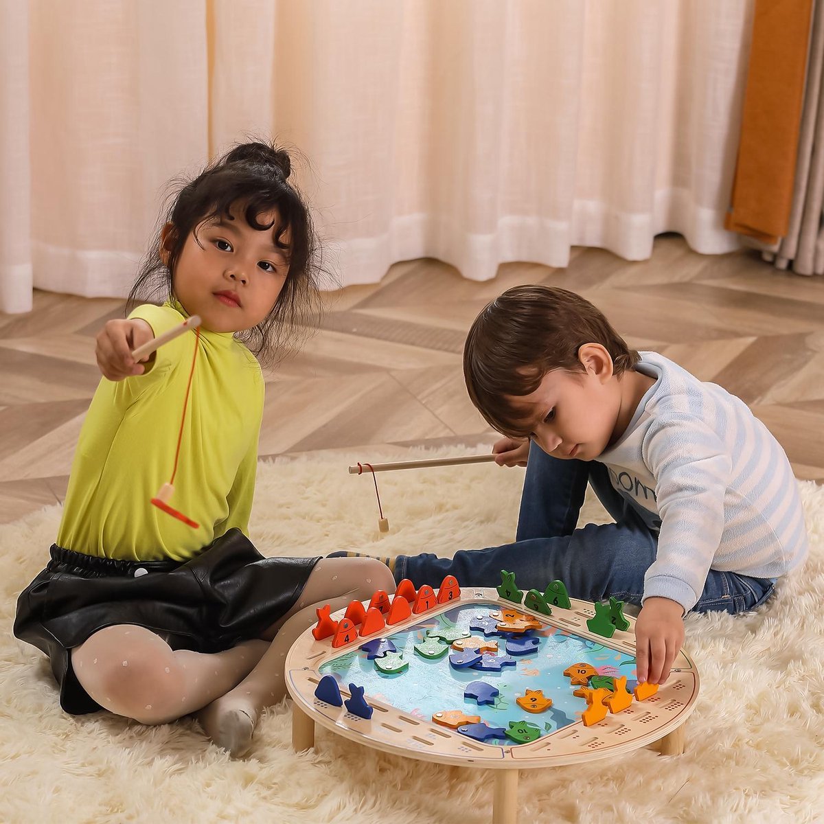Vigatoys viga giocattoli gioco da pesca junior 45 x 11 cm legno 45 pezzi