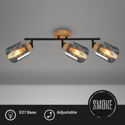 Briloner - hema - lampada da soffitto, lampada da soffitto, lampada, vetro fumé, girevole, lampada da soggiorno, lampada da camera da letto, lampada da cucina, legno nero