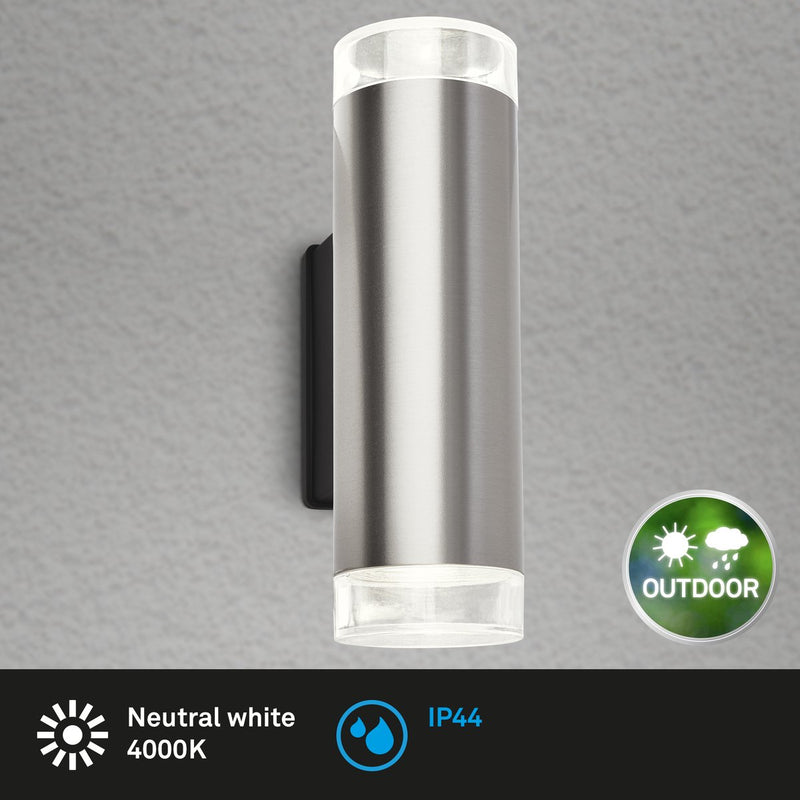Briloner leuchten led buitenlamp metaal 2x gu10 4,7w ip44 400lm 4000k roestvrij staal