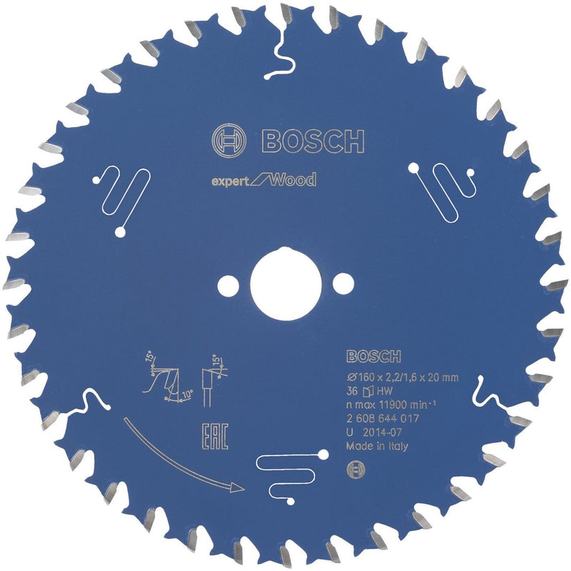 Lama per sega circolare Bosch expert per legno 160x20x2,2 1,6x36 t