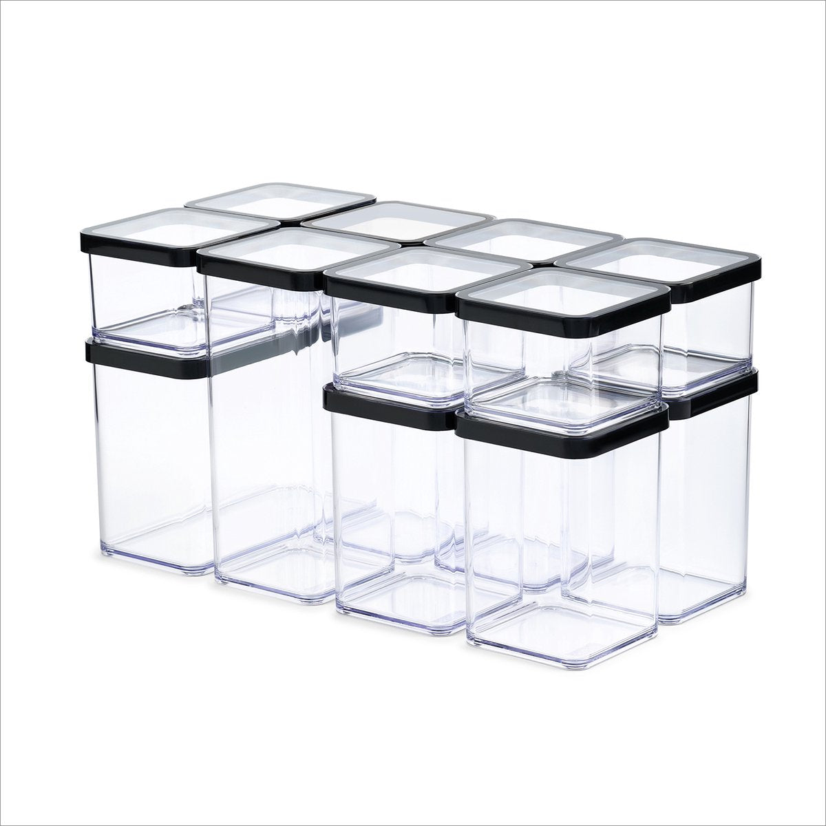 Rotho loft - set di contenitori premium da 12 pezzi - ermetico - lavabile in lavastoviglie - nero