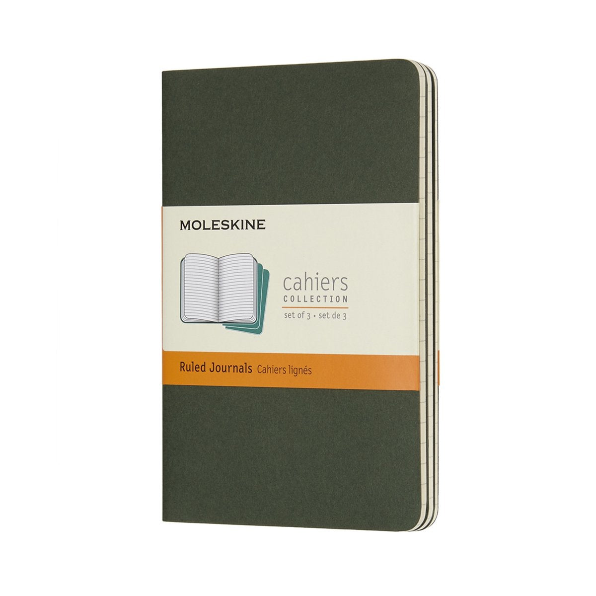 Diarios Moleskine cahier - bolsillo - rayados - verde - juego de 3