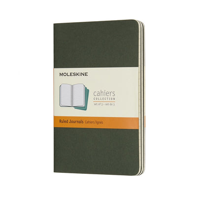 Quaderni cahier Moleskine - tascabili - a righe - verdi - set da 3