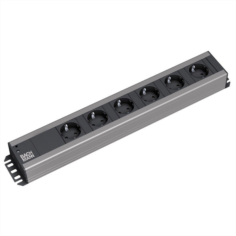 Regleta Bachmann 6x contacto a tierra, compatible con rack de 19 pulgadas, 2 m