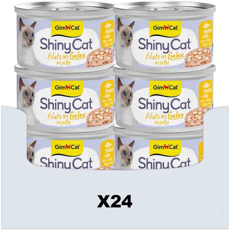 Gimcat 24 x 70 g - filetes shinycat en gelatina de atún + queso