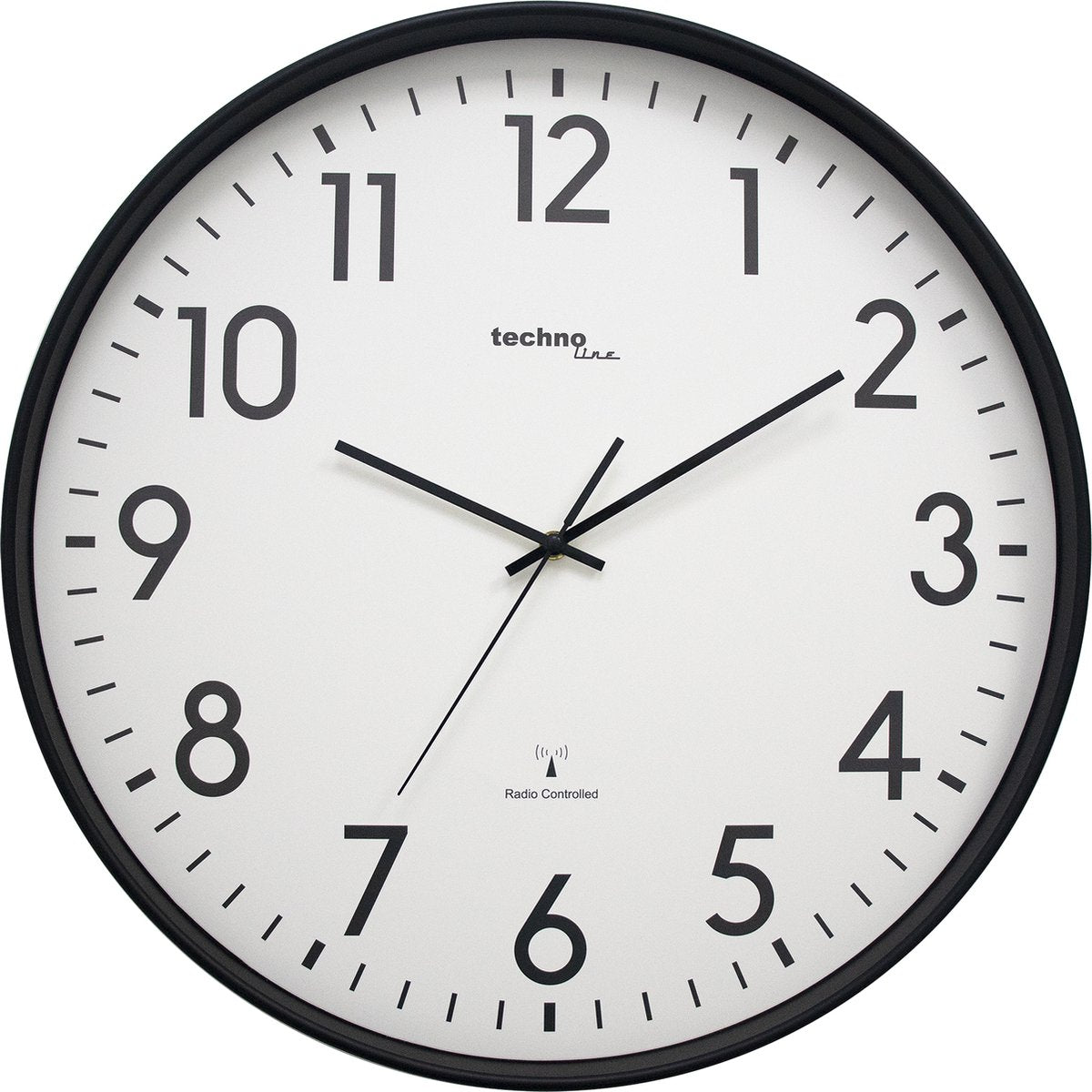 Technoline wt 8998 - orologio da parete - analogico - rotondo - struttura in plastica - visualizzazione dell'ora radiocontrollata - numeri - nero - bianco - ∅ 50,5 cm