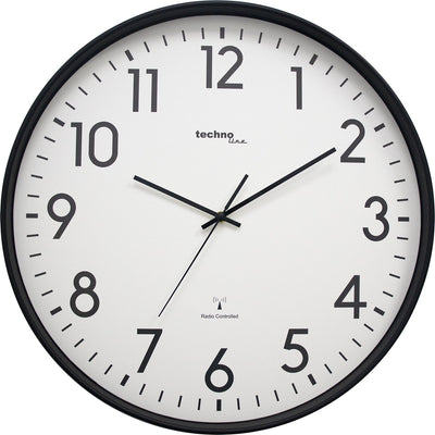 Technoline wt 8998 - orologio da parete - analogico - rotondo - struttura in plastica - visualizzazione dell'ora radiocontrollata - numeri - nero - bianco - ∅ 50,5 cm