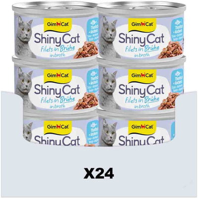 Gimcat 24 x 70 g - filetti di gatto lucido in brodo di tonno + acciughe