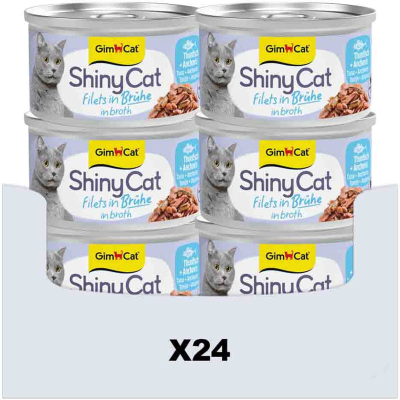 Gimcat 24 x 70 g - filetes shinycat en caldo de atún + anchoas