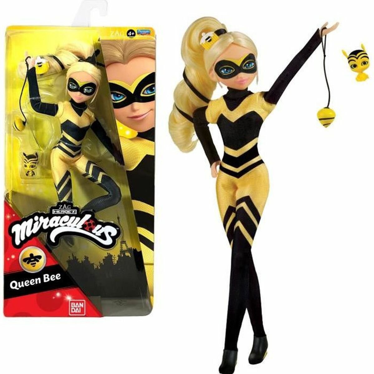 Bandai - miraculous ladybug - muñeca de moda 26 cm - abeja reina - muñeca milagrosa con yo-yo y kami - licencia oficial miraculous - muñeca abeja reina - p50003
