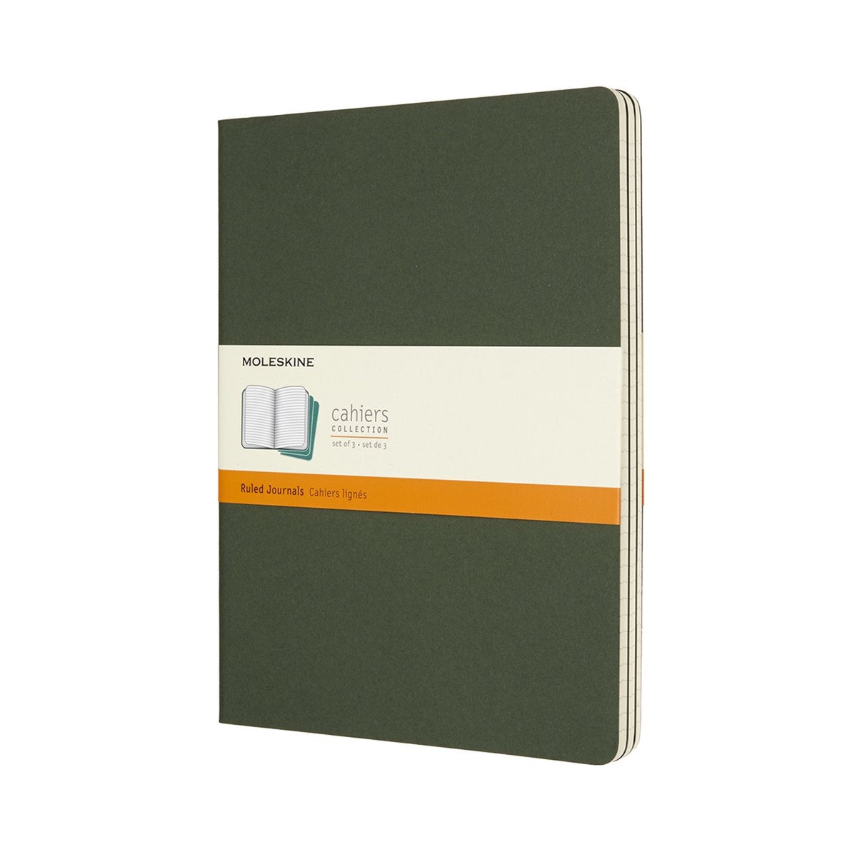 Moleskine cahier journals - extra large - gelinieerd - groen - set van 3