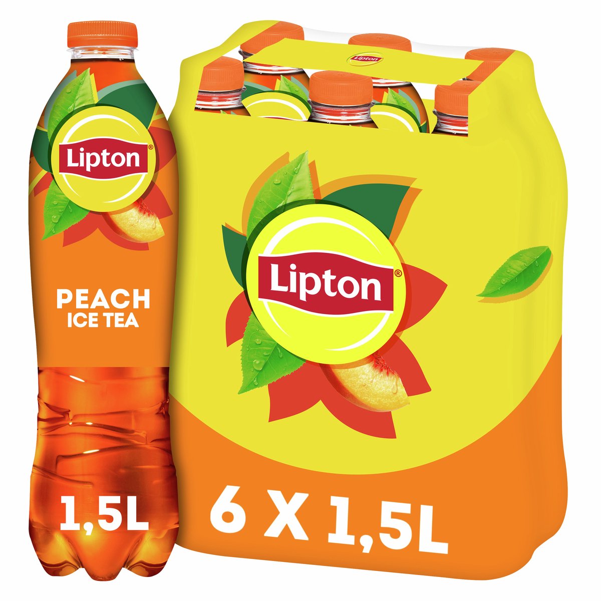 Bottiglia di tè freddo Lipton - pesca - a basso contenuto calorico - 6 x 1500 ml - confezione risparmio