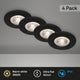 Briloner - set 4 faretti da incasso LED - illuminazione bagno - ø9 cm - ip44 - 4,9 w - 480 lm - 3.000 k - nero