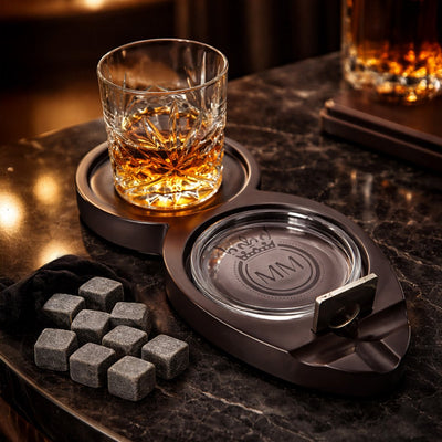 Mikamax whiskey cigar holder - stylish holder - whiskey cigar tray